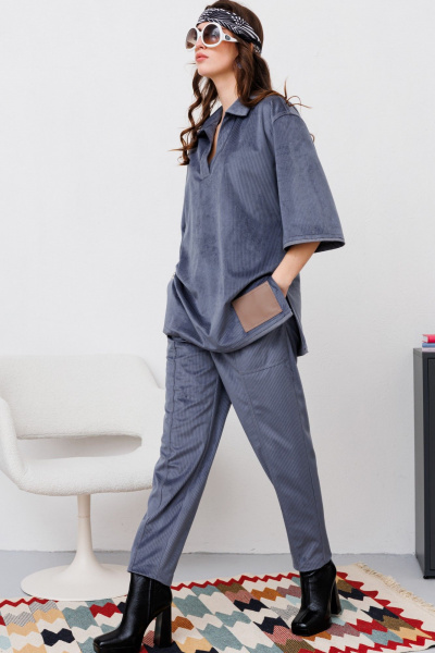 Блуза, брюки NikVa 477-2 графит - фото 4