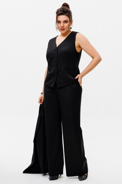 Костюм тройка черный деловой из текстиля с жилетом Anelli 1426.1 черный - фото 4