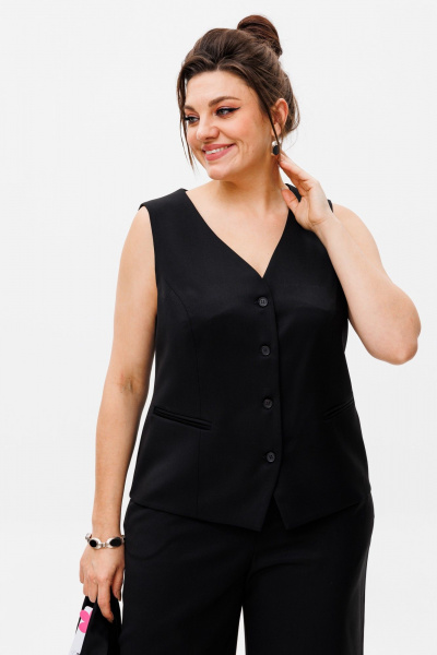 Костюм тройка черный деловой из текстиля с жилетом Anelli 1426.1 черный - фото 3