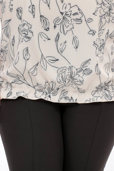 Блуза свободного силуэта из стрейч-шифона, бежевый, лето La rouge 6275 бежевый-(цветы) - фото 7