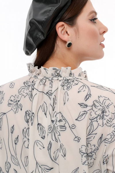 Блуза La rouge 6276 бежевый-(цветы) - фото 8