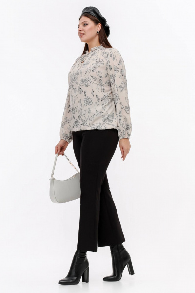 Блуза La rouge 6276 бежевый-(цветы) - фото 3