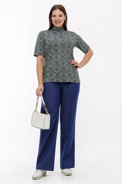 Водолазка La rouge 3348 зеленый-набивной - фото 2