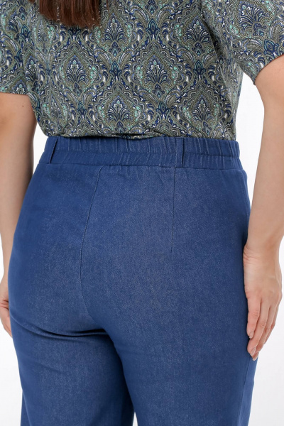 Брюки расширенного к низу силуэта, синий, демисезон La rouge 8054 синий-джинс - фото 5