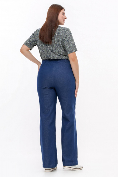 Брюки расширенного к низу силуэта, синий, демисезон La rouge 8054 синий-джинс - фото 3