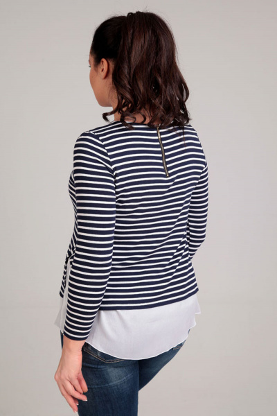 Блуза из вискозы с двойным эффектом и фигурным низом Таир-Гранд 62259 синий - фото 2