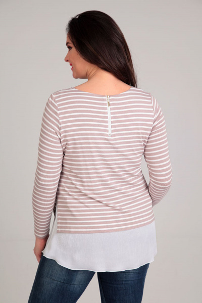 Блуза из вискозы с сборками и рюшей на полочке Таир-Гранд 62259 бежевый - фото 2