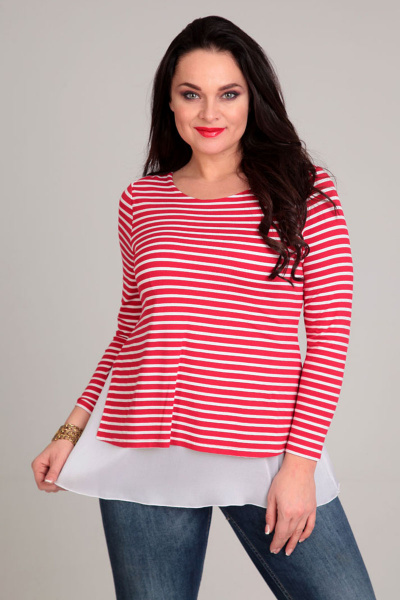 Блуза из вискозы с декоративной молнией и двойным эффектом Таир-Гранд 62259 красный - фото 1