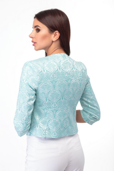 Голубой укороченный жакет из хлопка для повседневных образов Anelli 230 мята - фото 4