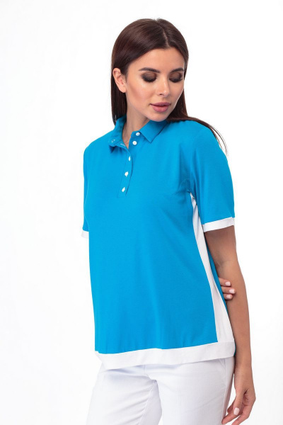 Футболка поло из трикотажа хлопка с коротким рукавом Anelli 819 голубой - фото 7