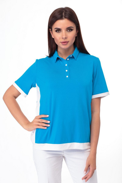 Футболка поло из трикотажа хлопка с коротким рукавом Anelli 819 голубой - фото 2