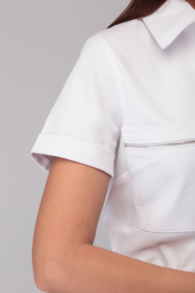 Комбинезон летний белый из легкого джинса с шортами Anelli 852 белый - фото 7