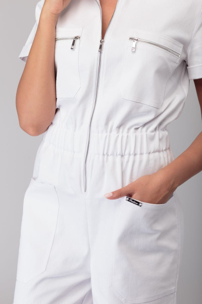 Комбинезон летний белый из легкого джинса с шортами Anelli 852 белый - фото 6