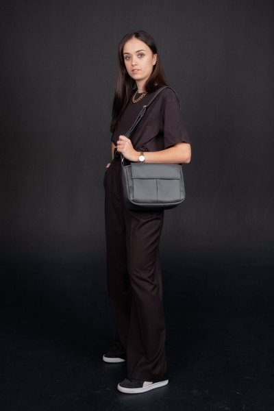 Сумка из экокожи в сером цвете для повседневных образов MT.Style POSSI grafit - фото 3