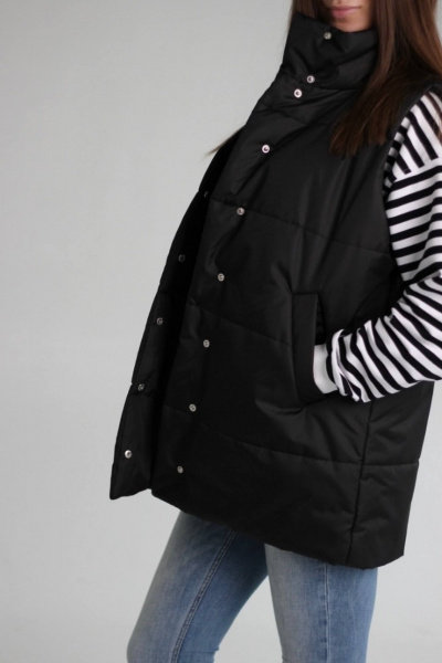 Черный жилет из плащевой ткани с текстилем MT.Style 173931666 - фото 3