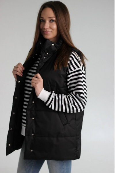 Черный жилет из плащевой ткани с текстилем MT.Style 173931666 - фото 2