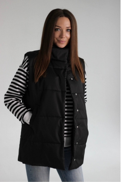 Черный жилет из плащевой ткани с текстилем MT.Style 173931666 - фото 1