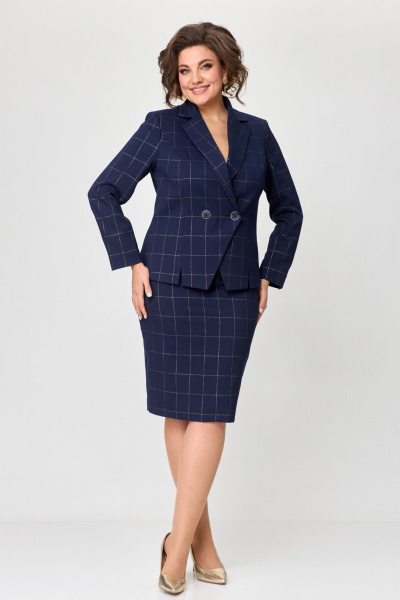 Жакет, юбка Bonna Image 829 клетка_синий - фото 13