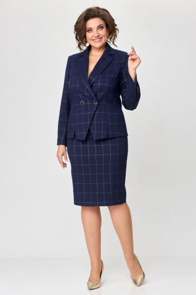 Жакет, юбка Bonna Image 829 клетка_синий - фото 12