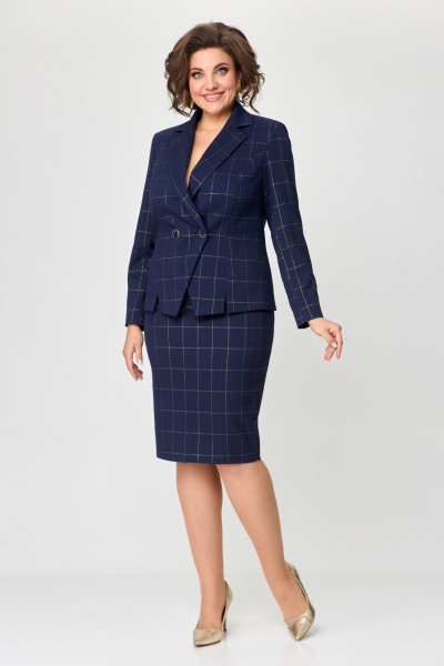 Жакет, юбка Bonna Image 829 клетка_синий - фото 11