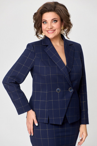 Жакет, юбка Bonna Image 829 клетка_синий - фото 5