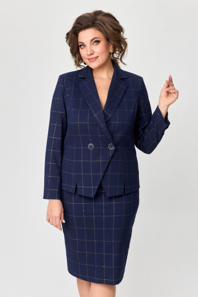 Жакет, юбка Bonna Image 829 клетка_синий - фото 3