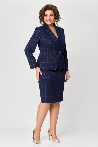 Жакет, юбка Bonna Image 829 клетка_синий - фото 1