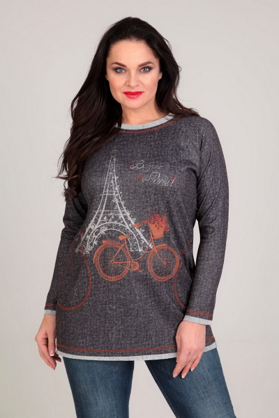 Длинный джемпер из шерсти с карманами и декоративной отделкой Таир-Гранд 62288 темно-серый - фото 1