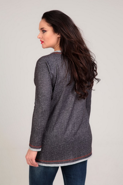 Длинный джемпер из шерсти с карманами и декоративной отделкой Таир-Гранд 62288 темно-серый - фото 2