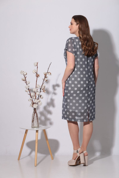 Платье летнее из шифона с декоративным воротником и поясом Fortuna ШЖ 590 горох - фото 4