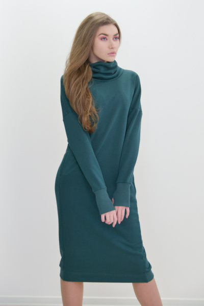 Платье трикотажное из хлопка с высоким воротом и карманами Zen Wear WDR6.FT1.IZM - фото 1