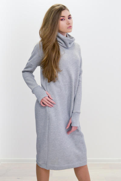 Тёплое серое платье с боковыми карманами из трикотажа Zen Wear WDR6.FT3.LGM - фото 5