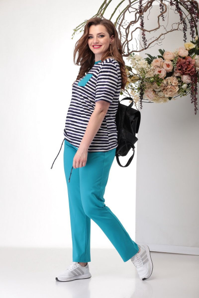 Брюки, футболка Michel chic 1170 голубой - фото 3