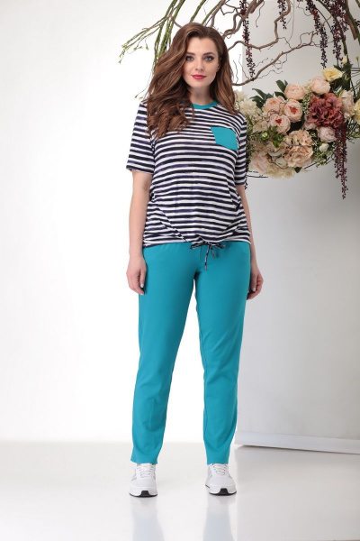 Брюки, футболка Michel chic 1170 голубой - фото 2