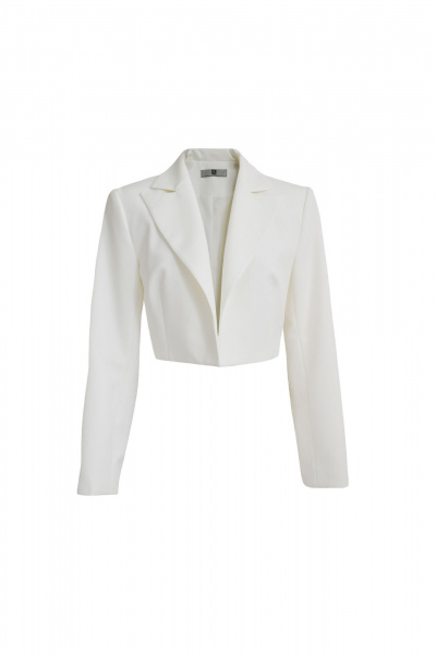 Демисезонный белый короткий жакет прямого кроя без застежки AG Green L1023-4 белый - фото 1