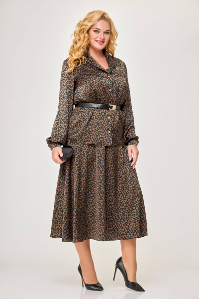 Зимнее пальто из искусственного меха на каждый день Swallow 601 шоколадный_ирбис - фото 3