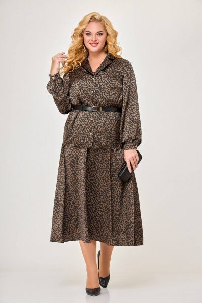 Зимнее пальто из искусственного меха на каждый день Swallow 601 шоколадный_ирбис - фото 2