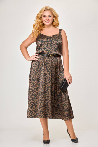 Зимнее пальто из искусственного меха на каждый день Swallow 601 шоколадный_ирбис - фото 6