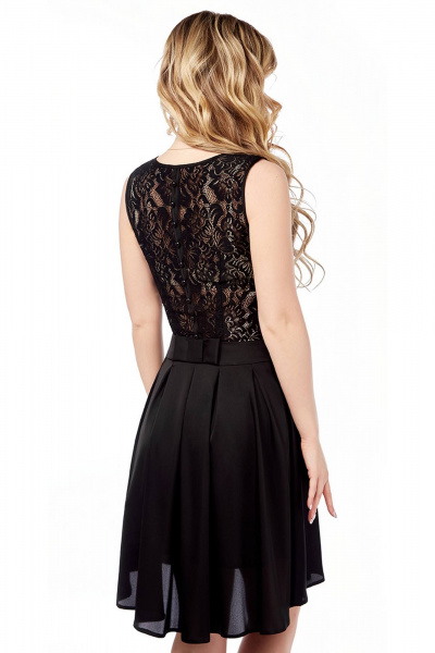 Платье кружевное с вырезом и длинной спинкой LaKona 11576 черный - фото 4
