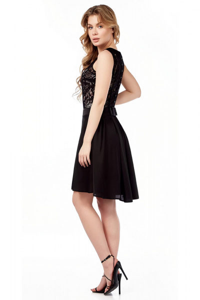 Платье кружевное с вырезом и длинной спинкой LaKona 11576 черный - фото 3