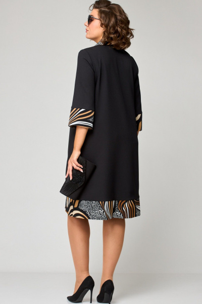 Платье EVA GRANT 7322 черный+принт_карамель - фото 5