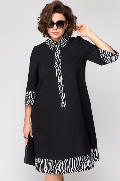 Платье EVA GRANT 7322 черный+принт_зебра - фото 8