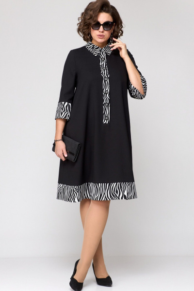 Платье EVA GRANT 7322 черный+принт_зебра - фото 4