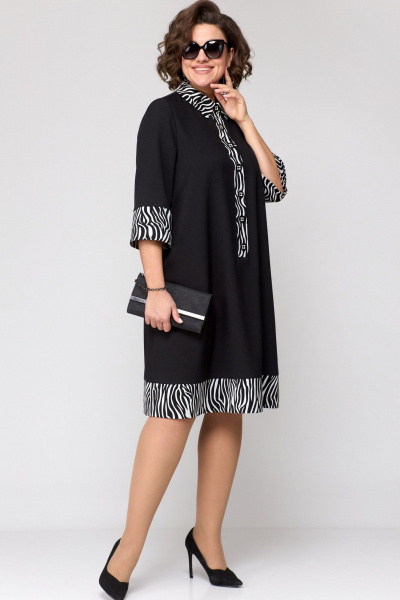 Платье EVA GRANT 7322 черный+принт_зебра - фото 3