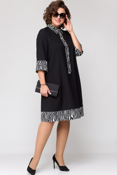 Платье EVA GRANT 7322 черный+принт_зебра - фото 2