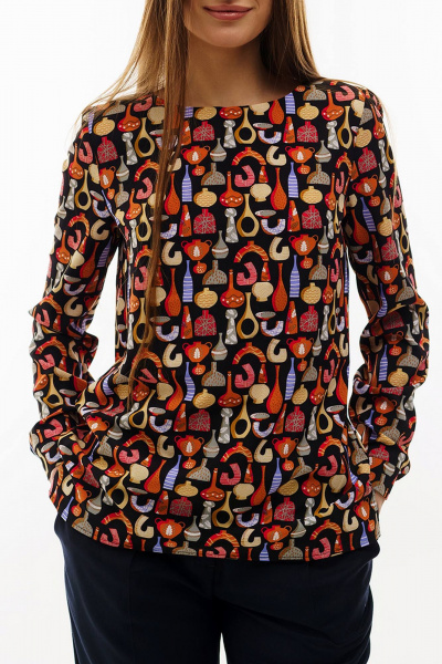 Блуза Manika Belle 301А44/5	 черно-оранжевый - фото 1