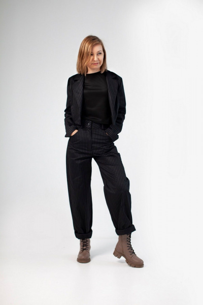 Демисезонные брюки зауженные с накладными карманами Lady Smile 508 - фото 1