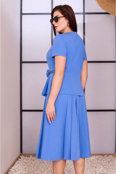 Синяя блуза с фигурным вырезом и юбка на резинке Lissana 4732 - фото 8