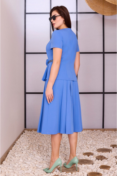 Синяя блуза с фигурным вырезом и юбка на резинке Lissana 4732 - фото 7