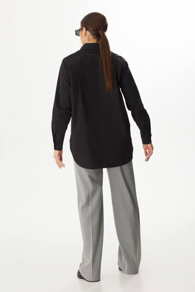 Черная хлопковая рубашка свободного кроя в стиле кэжуал Elady 4401 черный - фото 3